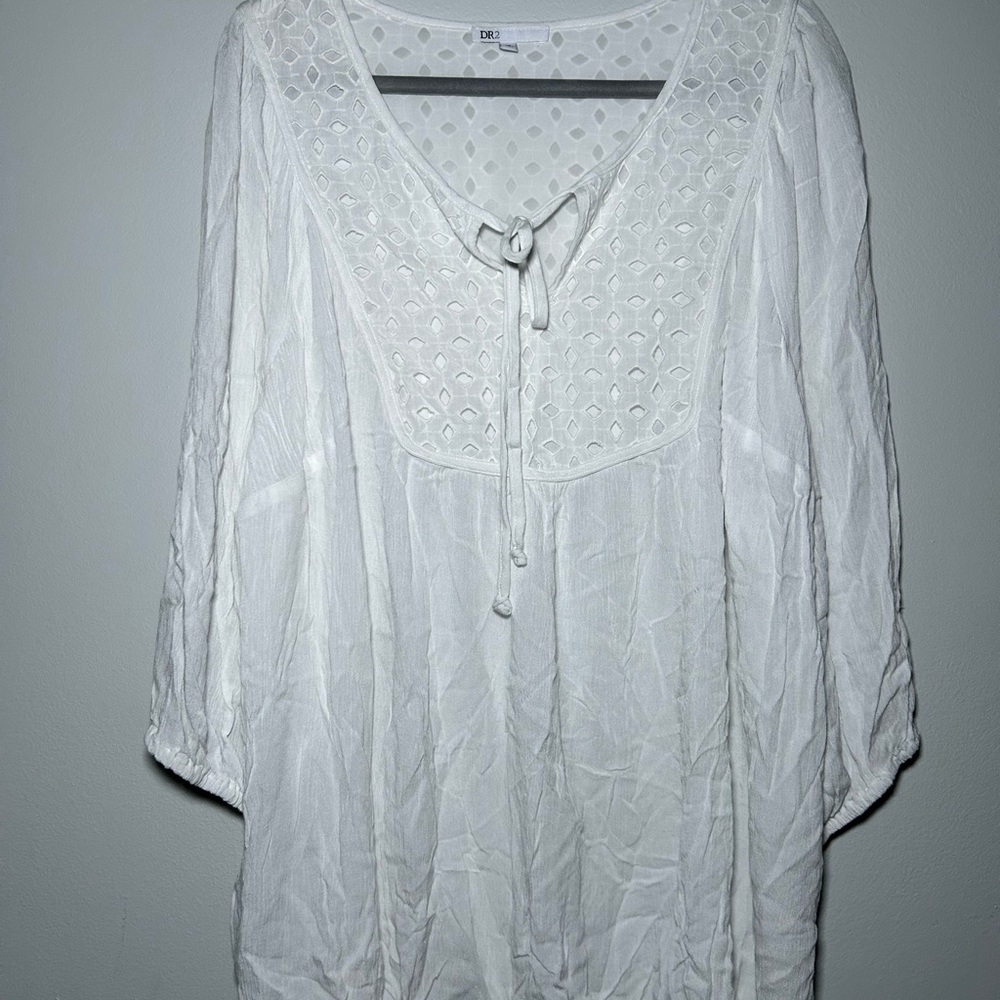 DR2 White Textured Women's Blouse